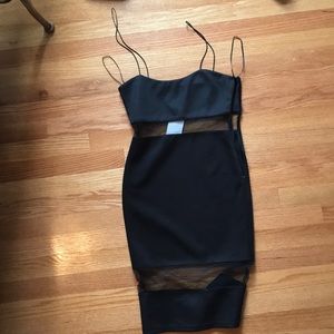 Tobi body con mesh midi dress